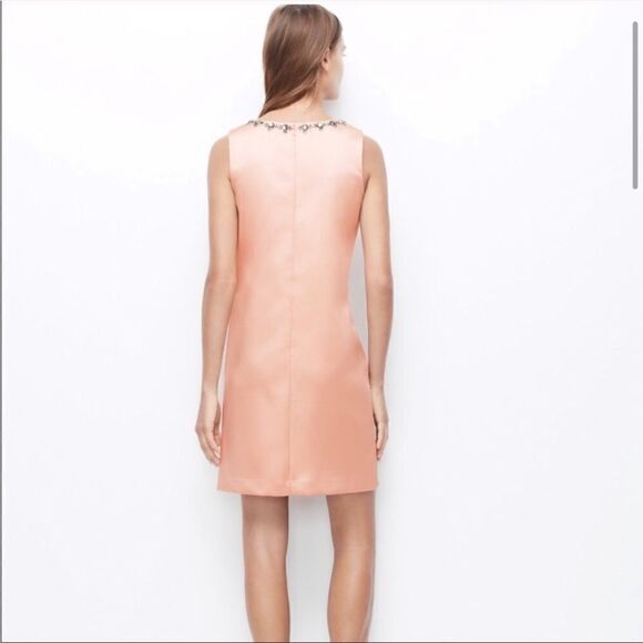 Nwt Blush Satin Rhinestone Beaded Shift Casual Dress - Picture 3 of 16